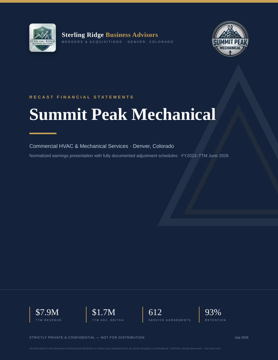 Recast Financial Statements sample cover